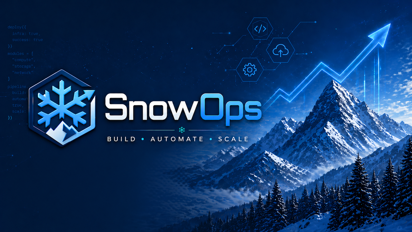 Snow-covered mountain range in cool blue light