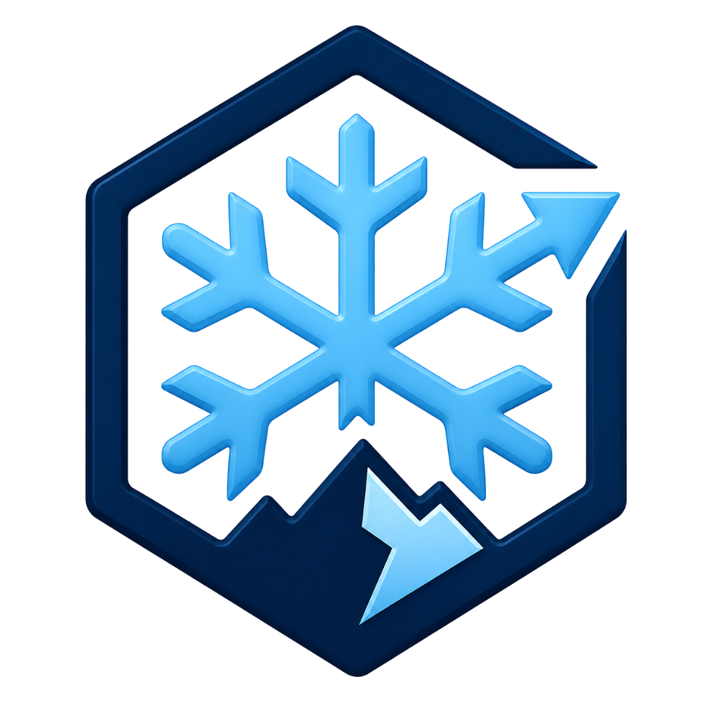 SnowOps snowflake and mountain mark